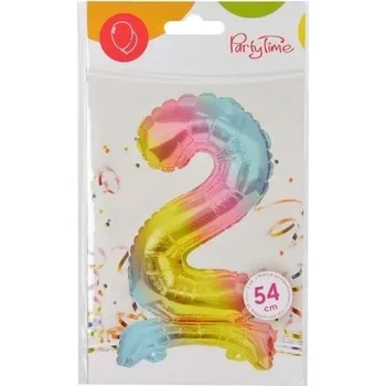 Balónek Fóliový balónek stojící číslice 2 dvě duhové 54 cm