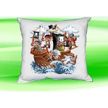 Dekorativní polštářek Polštářek piráti námořníci koráb loď bílý (dětský polštář 35x35 cm s pirátama )