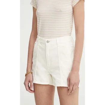 Dámské kraťasy Džínové šortky Levi's CARPENTER SHORT dámské, béžová barva, hladké, high waist, A8719 01X, vel. 27