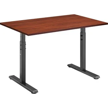 Psací stůl AlzaErgo Fixed Table FT1 černý + Stolová deska TTE-01 140x80cm lamino kaštan