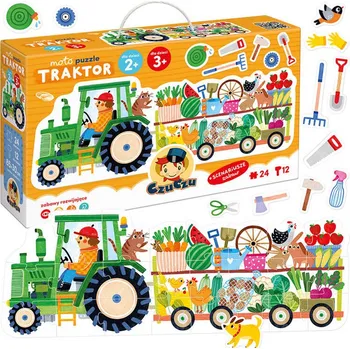 puzzle pro nejmenší CzuCzu Puzzle Traktor s vlečkou 24 dílků
