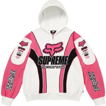 Pánská mikina Supreme Fox Racing Zip Up Hooded Sweatshirt White Velikost: L