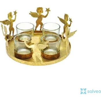 Svícen Svícen Andílci kov zlatý 4 svíčky