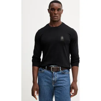 Pánské tričko Bavlněné tričko s dlouhým rukávem Aeronautica Militare černá barva, s potiskem, TS2468UJ00703 99X, vel. XL