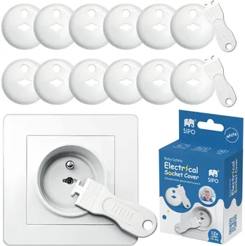 Dětský bezpečnostní prvek SIPO SPSBS-C10 ochrana zásuvek 12 ks a 2 klíče bílá