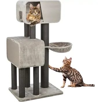 TRIXIE Škrabadlo RAFAEL XXL, 2 x jeskyně, hamaka, 156 cm, šedá