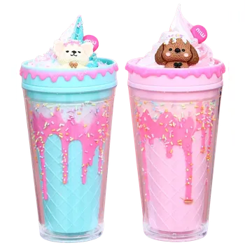 dětská jídelní sada Kelímek s víčkem a brčkem Zmrzlinový Medvídek 480ml - více variant