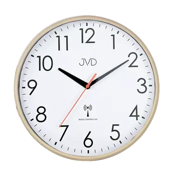 Hodiny JVD RH502.2 Nástěnné přehledné rádiem řízené hodiny s plynulým chodem hnědé