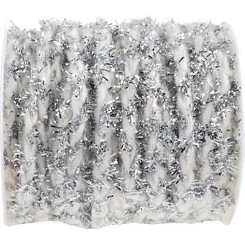 Stuha Santex Stuha chlupatá bílo-stříbrná 5mm x 3m