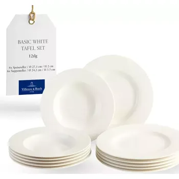 Talíř Jídelní souprava VILLEROY & BOCH Basic White,bílá,12dílná