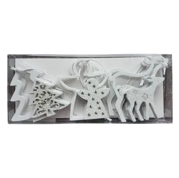 Vánoční ozdoba IDARY Sada dřevěných ozdob 6ks