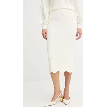 Dámská sukně Sukně s příměsí vlny Twinset béžová barva, midi, pouzdrová, 252TT3215 01X, vel. S