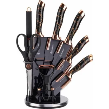 Kuchyňský nůž Elitehoff 9dílná sada kuchyňských nožů ve stojanu s brouskem a nůžkami E-6270