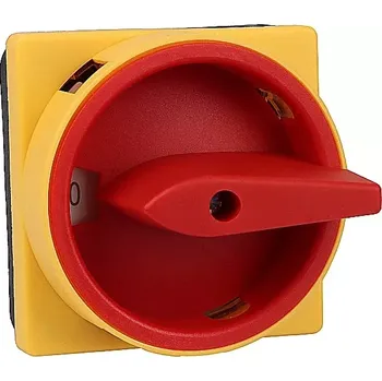 vypínač Hlavní vypínač žluto-červený, ON-OFF Tracon TKFL-32 400V, 50Hz, 32A, 4P, 11kW, 64×64mm (Tracon TKFL-32)