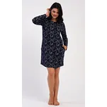 Dámské domácí šaty s dlouhým rukávem Isabela - tmavě modrá - L