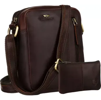 Pánská aktovka Peterson Pánská taška přes rameno kožená s peněženkou PTN 705-OPU BROWN