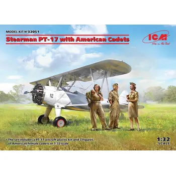 Plastikový model Stearman PT-17 with American Cadets (3 fig.) - ICM 32051