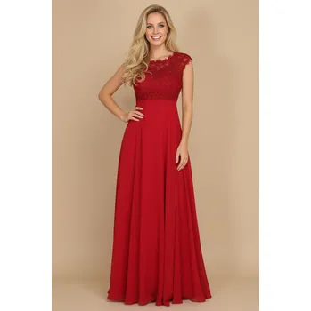 Dámské šaty EVA & LOLA Společenské dlouhé Šaty SAVINA červené Barva: Červená, Velikost: S