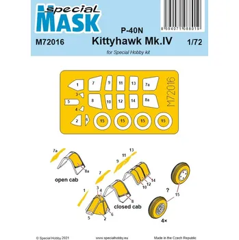Plastikový model Maska pro plastikový model 1/72 P-40N / Kittyhawk Mk.IV - Special Hobby M72016