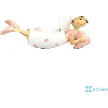 Vánoční ozdoba Andělka se srdíčekm a čepičkou bílá 7 x 10 x 2 cm