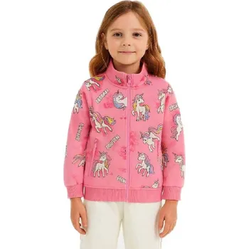 Dívčí mikina ZATEPLENÉ DÍVČÍ MIKINA S JEDNOROŽCI ZIMA26 Barva: Růžová, Velikost: 116