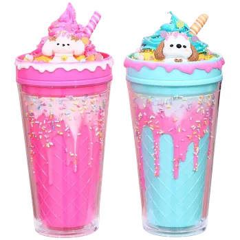 dětská jídelní sada Kelímek s víčkem a brčkem Zmrzlinový Pejsek 480ml - více variant