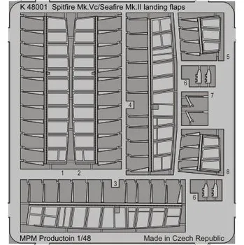 Plastikový model Sada fotoleptů pro plastikový model 1/48 Spitfire Mk.Vc/Seafire Mk.II landing flaps - Special Hobby K48001