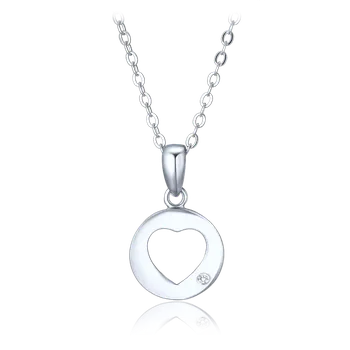 Náhrdelník Moonlit Stříbrný náhrdelník s kruhem a srdcem – matka