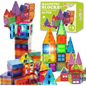 ostatní stavebnice Magnetické stavební kostky KONSTRUKČNÍ PANELY Vzdělávací barevný 3D set 45 ks