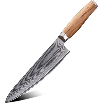 The Knife Brothers Damascus Pro Series Olive Chef 8"