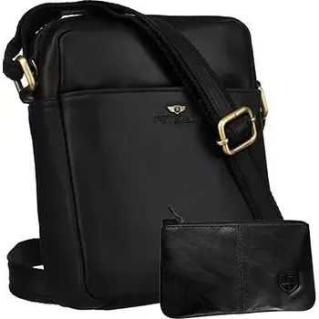 Pánská aktovka Peterson Pánská taška přes rameno kožená + pouzdro na klíče PTN 512E-OPU BLACK