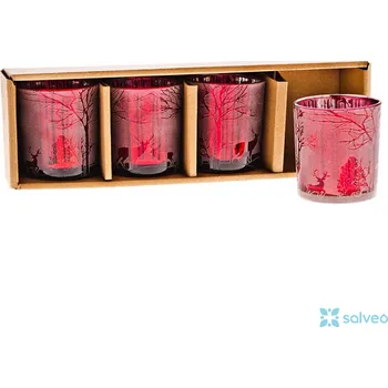 Svícen Svícen Jelen v lese červený sklo 9 cm