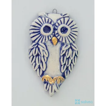 Vánoční ozdoba Keramická ozdoba sova světlá Royal Listíková