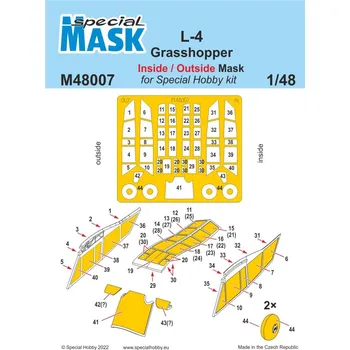 Plastikový model 1/48 L-4 Grasshopper Inside/Outside MASK - Special Hobby M48007
