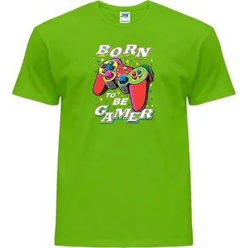 Pánská móda panske-levne-bavlnene-tricko-potisk-gamer-ovladac-joystick Barva: Lime - limetková, velikost: XS