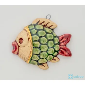 Vánoční dekorace Keramická ozdoba kapr buclatý Classic Listíková