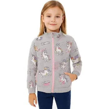 Dívčí mikina ZATEPLENÉ DÍVČÍ MIKINA S JEDNOROŽCI NOVINKA Barva: Šedá, Velikost: 104