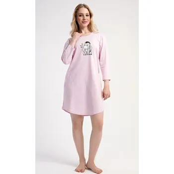 Dámské šaty Dámské domácí šaty s tříčtvrtečním rukávem Oslík - světle růžová - M