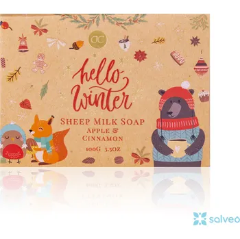 Mýdlo Mýdlo s ovčím mlékem Hello Winter Apple Cinnamon medvěd veverka Accentra 100 g