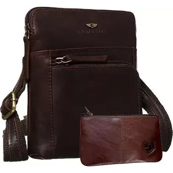 Pánská aktovka Peterson Kožená taška + pouzdro PTN 1904E-OPU Hnědá