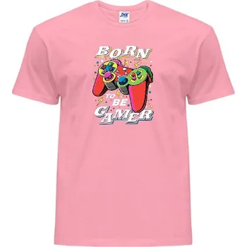 Pánské tričko panske-levne-bavlnene-tricko-potisk-gamer-ovladac-joystick Barva: Pink neo - pastelově růžová, velikost: L