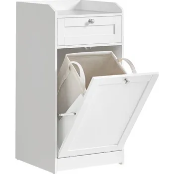 Nábytek Koupelnová skříňka s košem na prádlo Vasagle Clark bílá