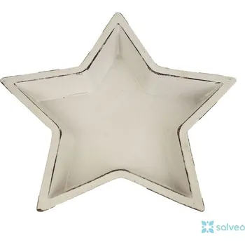 Dřevěný podnos hvězda bílý 17 x 17 x 2 cm