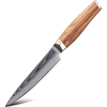 Kuchyňský nůž The Knife Brothers Damascus Pro Series Olive Utiliti 5"