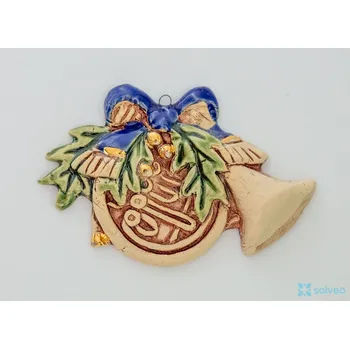 Vánoční ozdoba Keramická ozdoba tuba s cesmínou Vintage Listíková