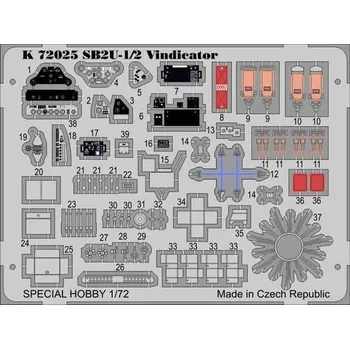 Plastikový model Sada fotoleptů pro plastikový model 1/72 SB2U-1/-2 Vindicator - Special Hobby K72025