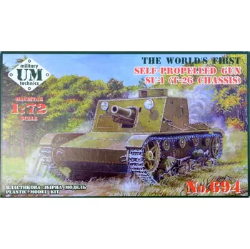 Plastikový model SPG SU-1 (T-26 chassis) w/ rubber tracks - Unimodel 694