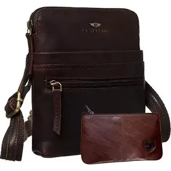 Pánská aktovka Peterson Kožená taška + pouzdro PTN 1901E-OPU Hnědá