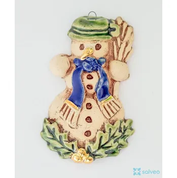 Vánoční dekorace Keramická ozdoba sněhulák Vintage Listíková