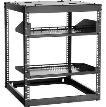 Serverovna Síťový rack VEVOR 12U s otevřeným rámem, hloubka 585 mm, nástěnný nebo stojící serverový rack, odolný 4sloupkový, s odvětrávanými policemi a montážním materiálem, pojme veškeré vaše síťové IT vybavení, AV zařízení.